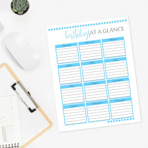 Monthly Birthdays at a Glance   Baby Blue