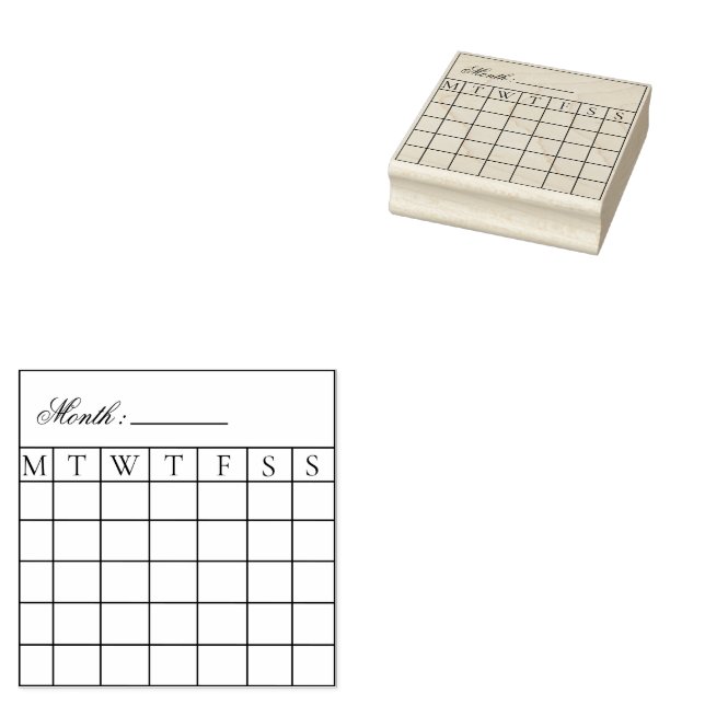  Monthly Calendar Planner Rubber Stamp (Stamped)