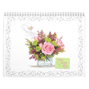 Monthly Flower Bouquet and Card Calendar