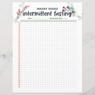 Monthly Intermittent Fasting Tracker AM/PM