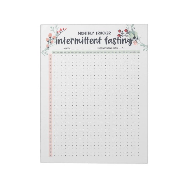 Monthly Intermittent Fasting Tracker AM/PM Notepad (Rotated)