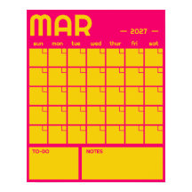 Monthly Large Undated Vibrant Colour Wall Calendar