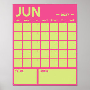 Monthly Large Undated Vibrant Colour Wall Calendar Poster