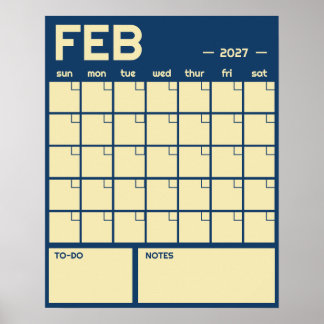 Monthly Large Undated Vibrant Colour Wall Calendar Poster
