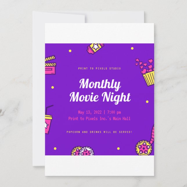 Monthly Movie Night Invitation (Front)
