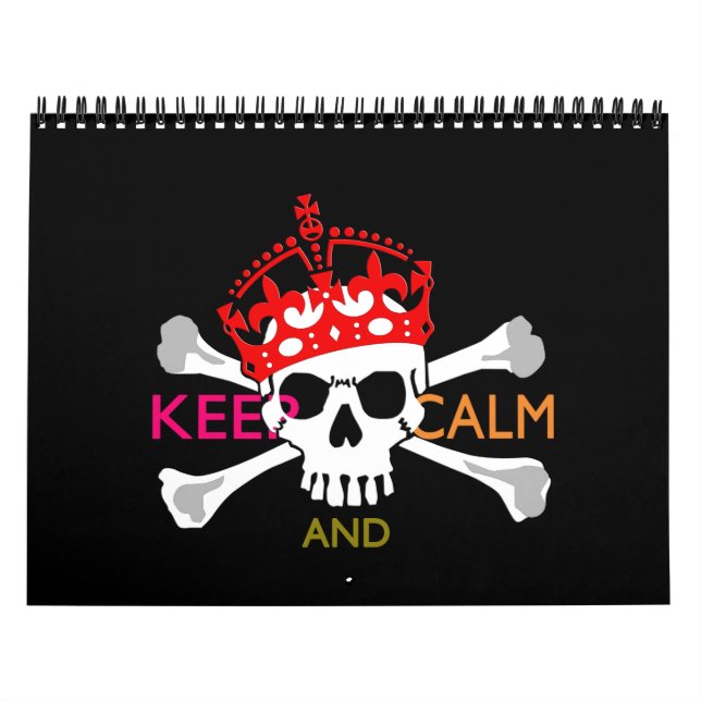 Monthly Personalised KEEP CALM AND Your Text Skull Calendar (Cover)