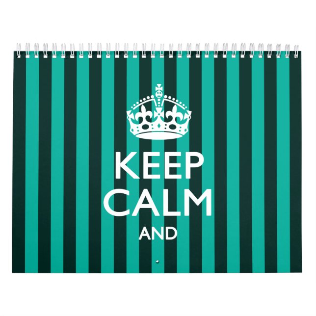 Monthly Personalised KEEP CALM Your Text Stripes Calendar (Cover)