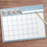 Monthly Planner - modern script and photo blue Notepad<br><div class="desc">A girly yet upscale design in fresh, cheerful colours. If you need to adjust the text or colours, click on the customise it button and make changes. Perfect to start the New Year and stay organised with this calendar. A perfect organisation tool for any home office, mum or even a...</div>