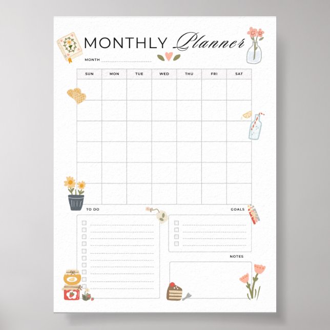 Monthly Planner Printable Organiser Busy Mum Poster (Front)