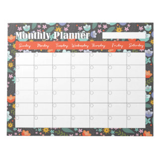 Monthly Planner Spring Colorful Flowers  Notepad