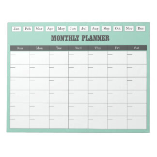 Monthly Planner Teal Simple Calendar Notepad