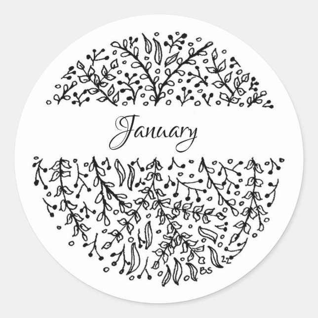Monthly Stickers January - text editable (Front)