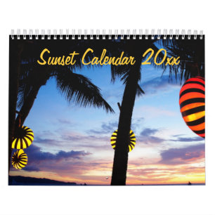 Monthly Sunset Beach Calendar