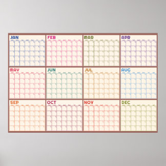 Monthly Undated Beige Blank Planner Calendar  Poster