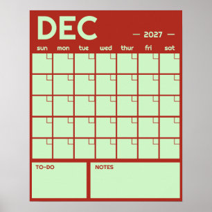 Monthly Undated Bold Vibrant Colour Wall Calendar Poster