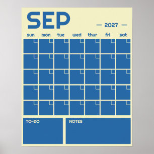 Monthly Undated Bold Vibrant Colour Wall Calendar Poster