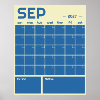 Monthly Undated Bold Vibrant Colour Wall Calendar Poster
