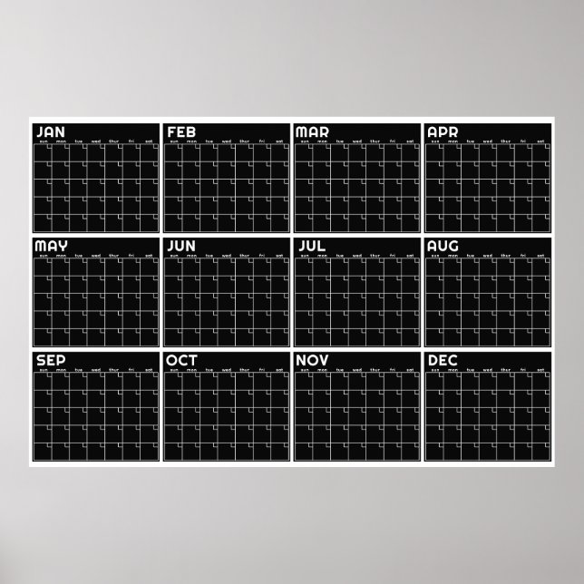 Monthly Undated Minimalist Wall Planner Calendar Poster (Front)