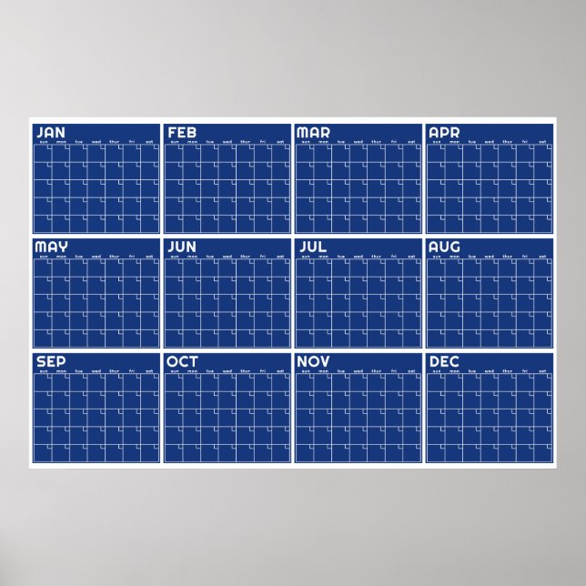 Monthly Undated Minimalist Wall Planner Calendar Poster (Front)