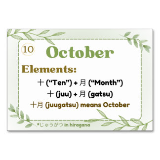 Months in Japanese (Flash Cards) Table Number