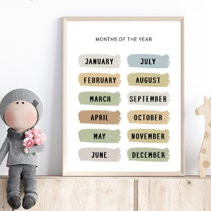Months of the Year Poster – Earth Tones