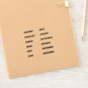 Months of the Year Sticker Set Retro