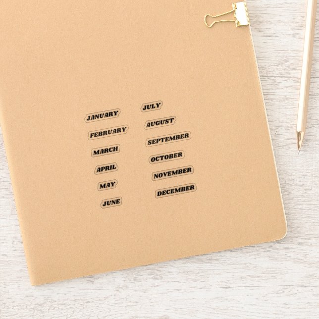 Months of the Year Sticker Set Retro (Notebook)