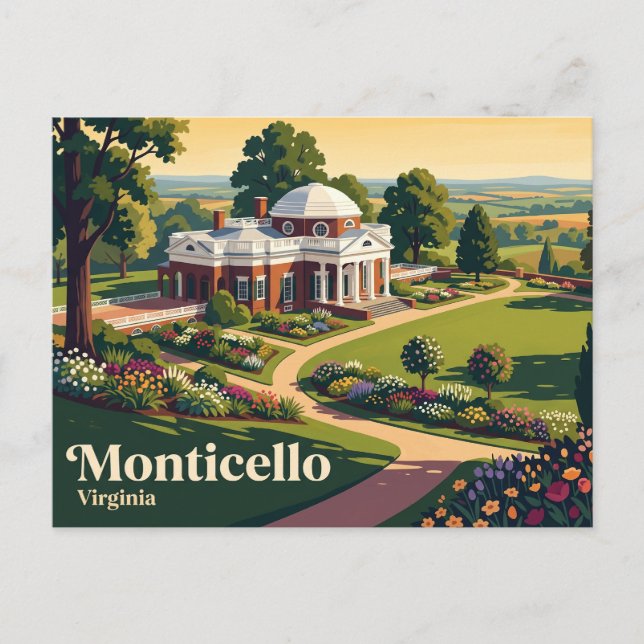 Monticello Virginia Postcard (Front)