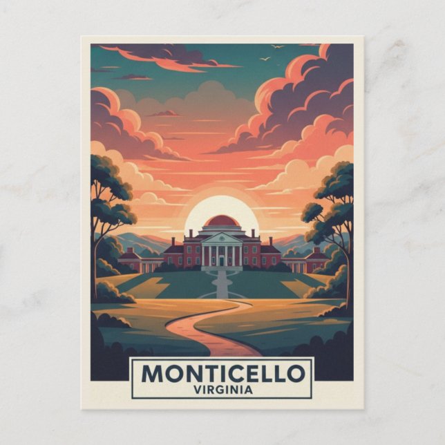 Monticello Virginia Travel Postcard (Front)