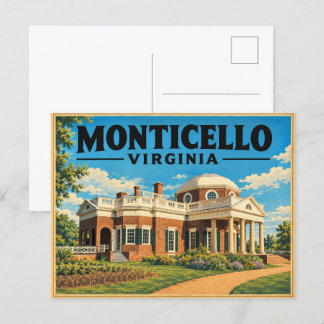 Monticello Virginia Vintage Travel gifts Postcard