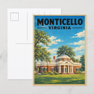 Monticello Virginia Vintage Travel gifts Postcard