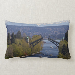 Montlake Bridge and Cascade Mountains Lumbar Cushion