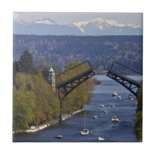 Montlake Bridge and Cascade Mountains Tile