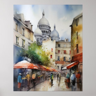 Montmartre France Landscape Art Print Poster