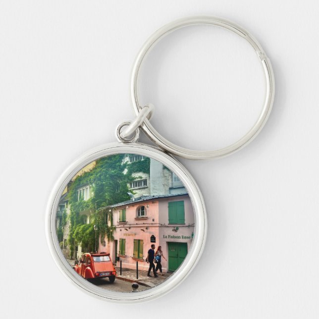 Montmartre, Paris, at sunset keychain (Front)