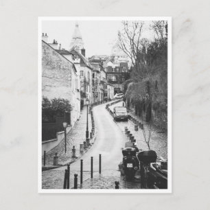 Montmartre Paris France Black & White Postcard