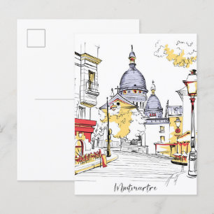 Montmartre Paris France Illustration Travel Postcard
