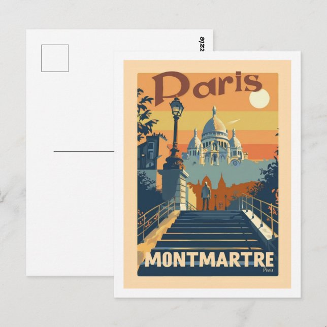 Montmartre Paris France Vintage Travel Place Postcard (Front/Back)