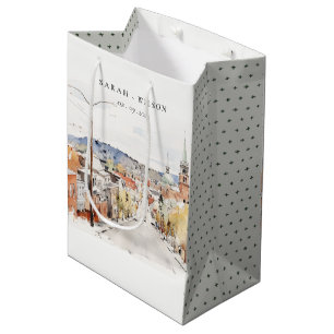 Montpelier City Scape Vermont Watercolor Wedding Medium Gift Bag