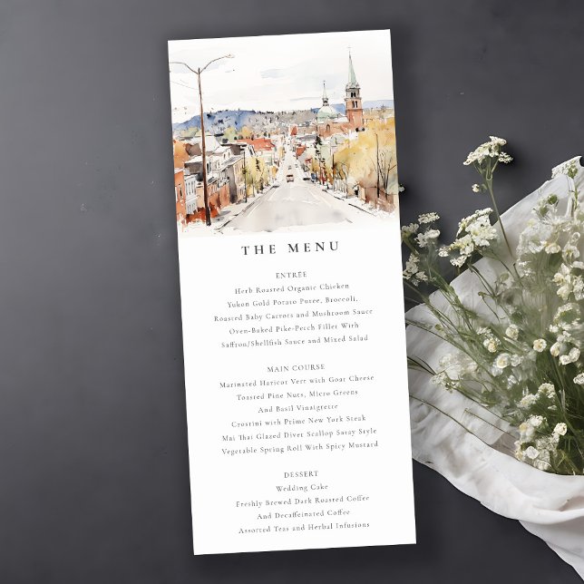 Montpelier City Scape Vermont Wedding Menu Card (Creator Uploaded)