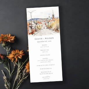 Montpelier City Scape Vermont Wedding Program Invitation