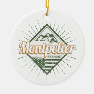 Montpelier Vermont City United States Vintage USA Ceramic Tree Decoration