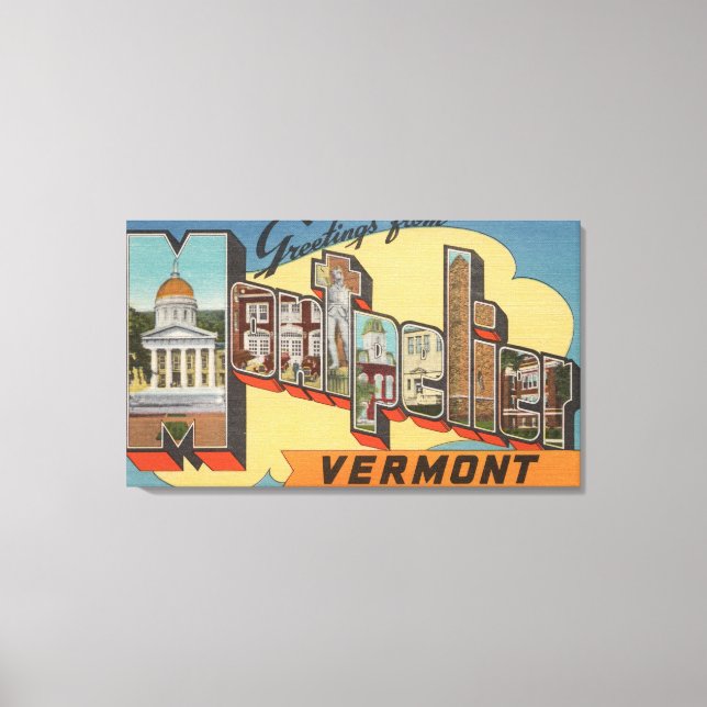 Montpelier, Vermont - Large Letter Scenes Canvas Print (Front)