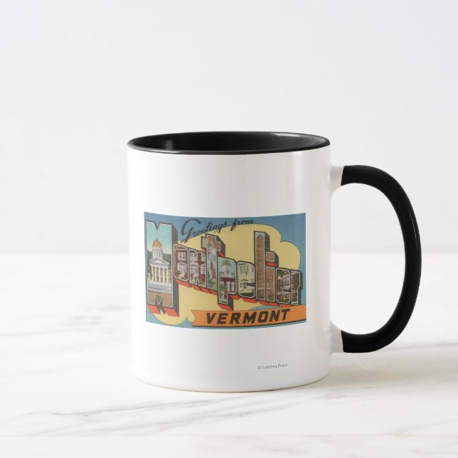 Montpelier, Vermont - Large Letter Scenes Mug (Right)