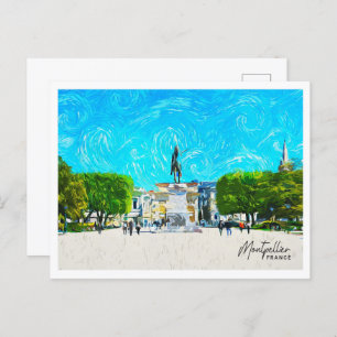 Montpellier France Beautiful Oil Paint Landscape Postcard
