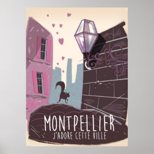 Montpellier France city travel poster