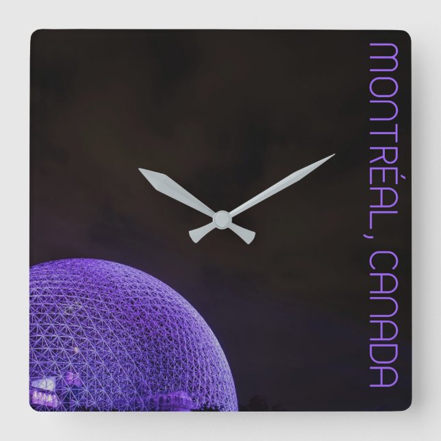 Montreal Biosphere Square Wall Clock (Front)