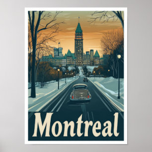 Montreal Canada Art Vintage Travel Illustration Poster