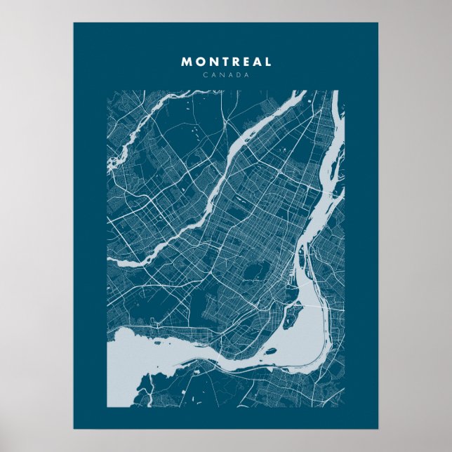 Montreal - Canada Dark Blue City Map Poster (Front)