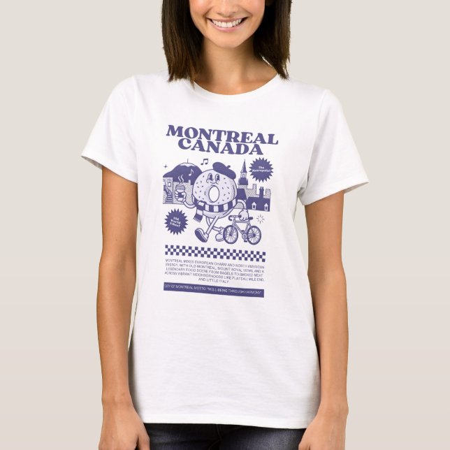 Montreal Canada Retro Bagel Skyline  T-Shirt (Front)